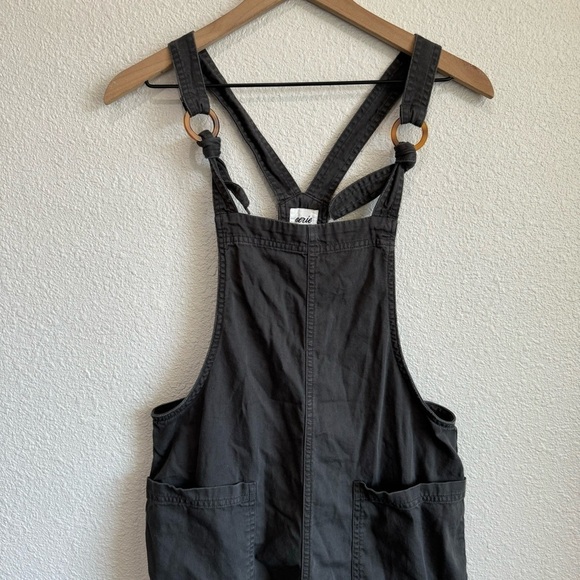 Aerie Women's Small Grey Overall Shorts Cotton Boho Relaxed Knot Front Casual - Picture 2 of 8